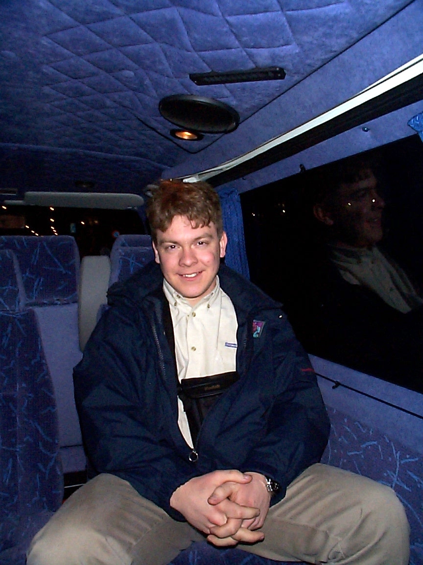 Jag i limousintaxi i Helsingfors, 11 april 2000.